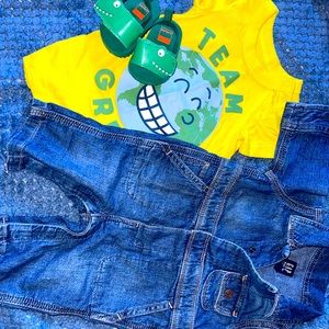 Baby bundle one Carter short romper with sandals and a jean baby gap jumpsuit